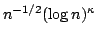 $n^{-1/2}(\log n)^\kappa$